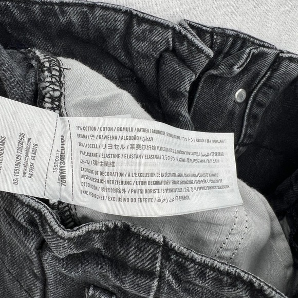 ABERCROMBIE & FITCH Mom Jeans Womens 27 4 Black High Rise Paperbag Tapered Raw - Picture 9 of 14